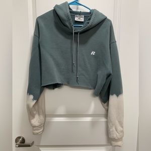 olive green cropped hoodie